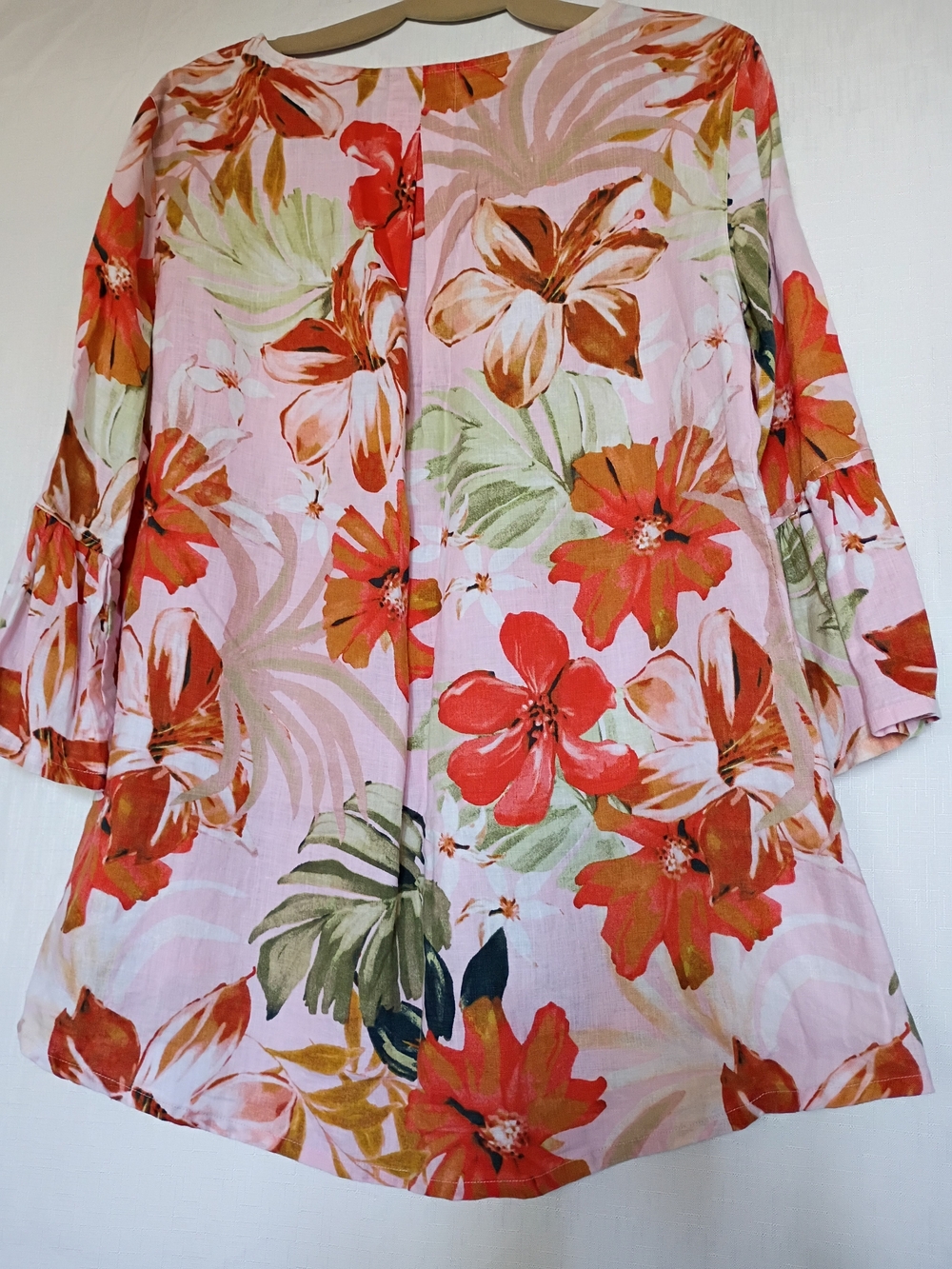 John Mark Women’s Floral Bell-Sleeve Blouse Size M Linen Blend - Picture 3 of 11